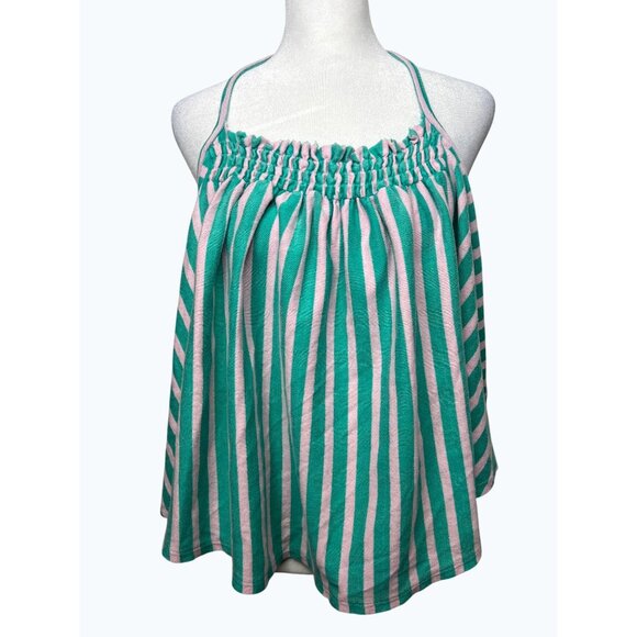 Free People We The Free Coastal Town Halter Top Green White Large - Picture 7 of 13